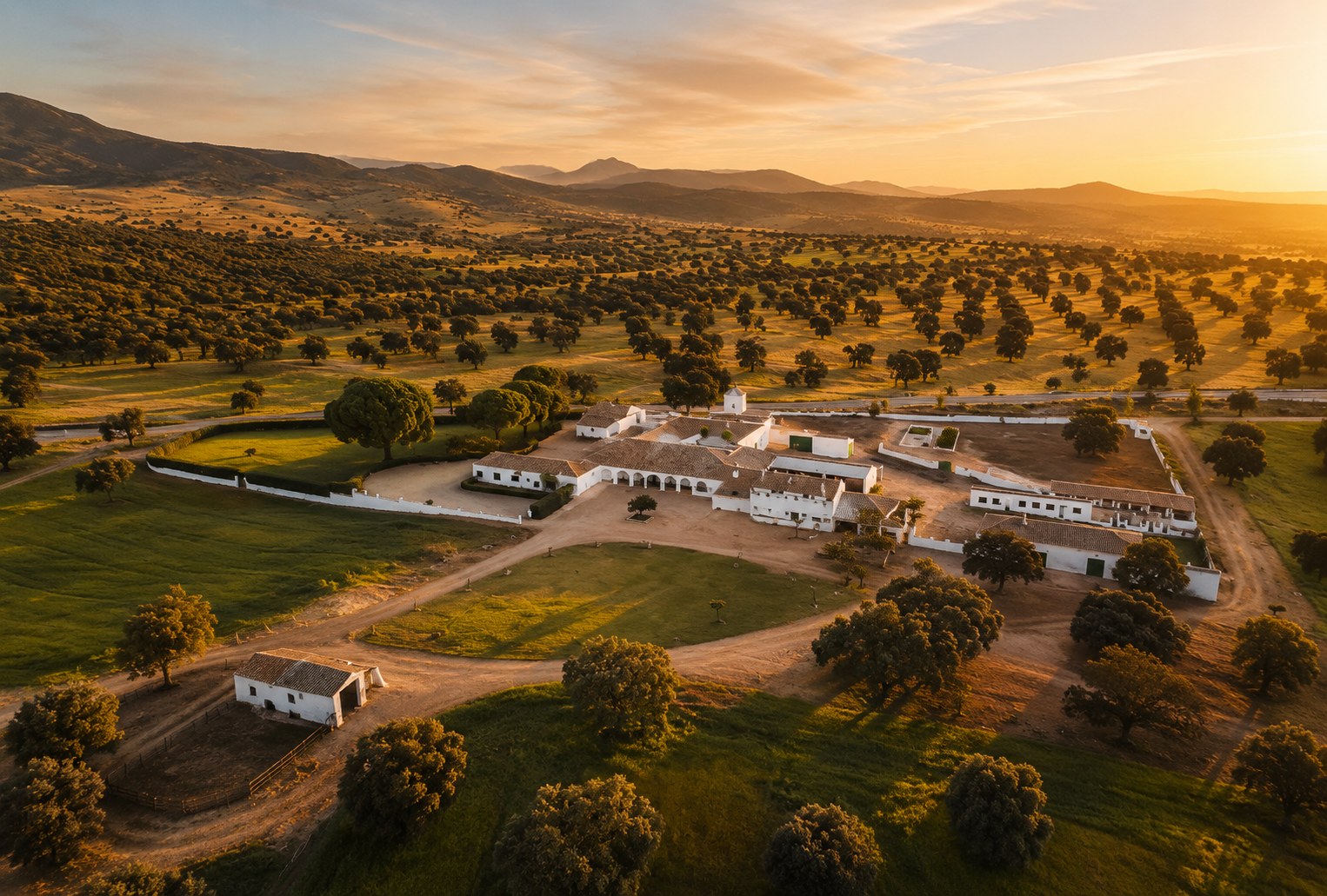 La casa principal al amanecer